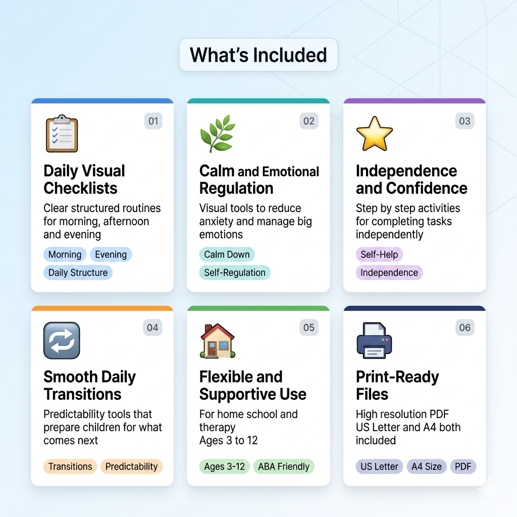 Autism Visual Checklist – Daily Routine & Behavior Support (Printable PDF)