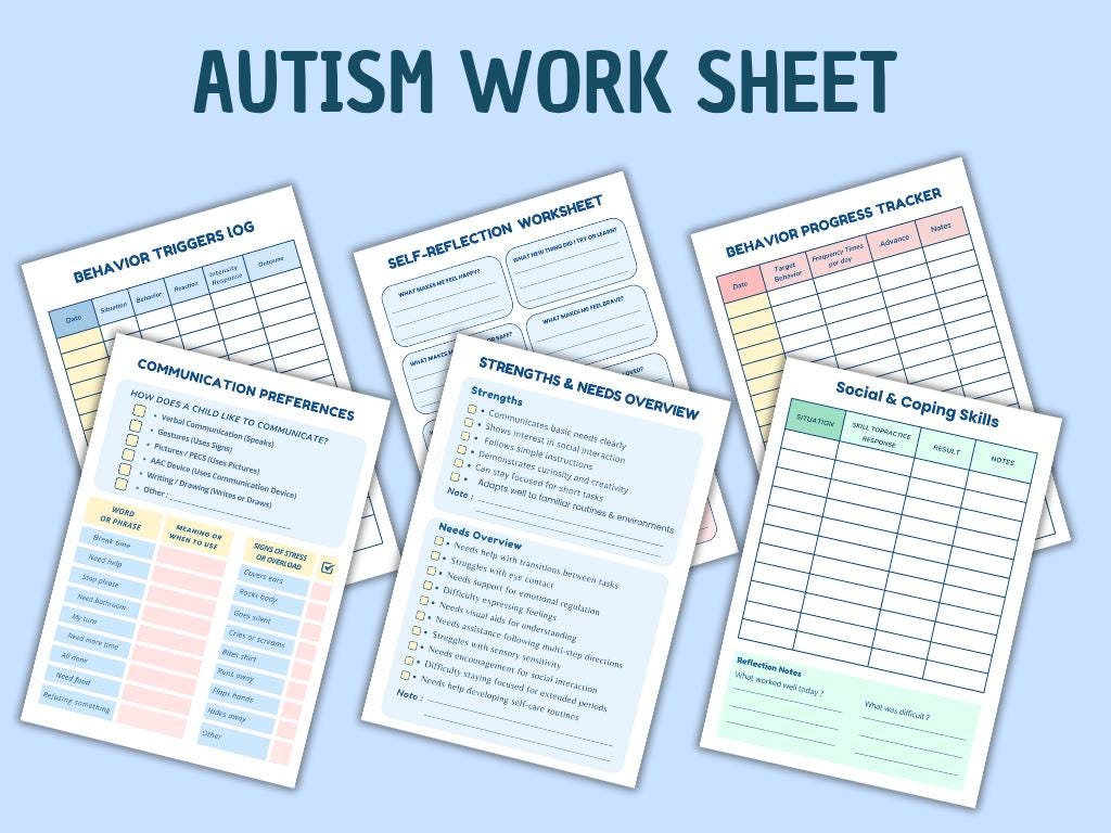 Autism Care Progress Planner with Visual Cards (Printable & Digital)