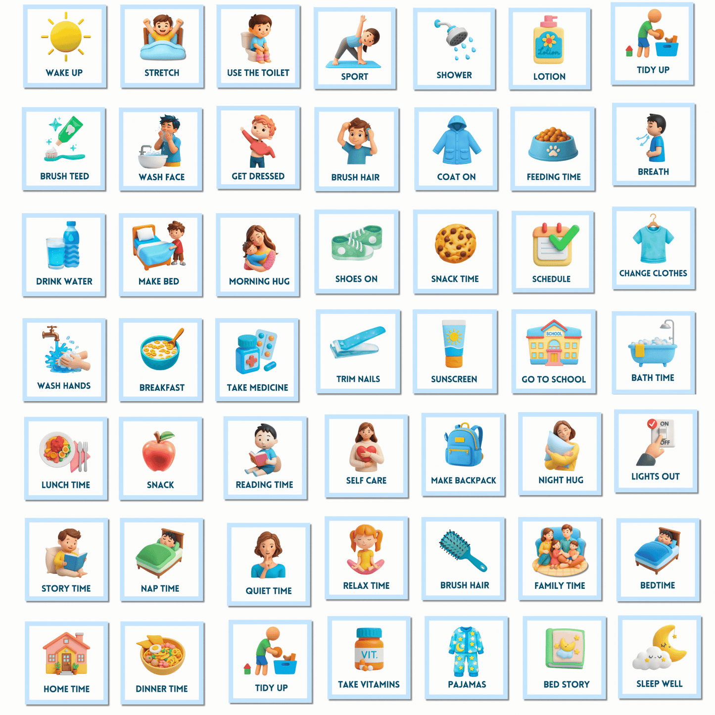 VISUAL DAILY ROUTINE CARDS (For Autism & ADHD Child)