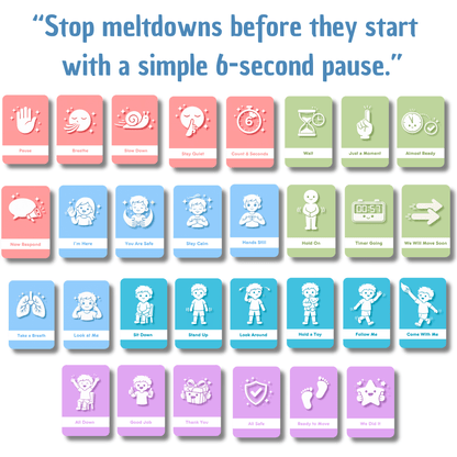 6-Second Reset Cards for Autism & ADHD | Calm Meltdown Prevention Visual System | visual supports