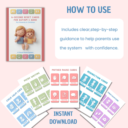 6-Second Reset Cards for Autism & ADHD | Calm Meltdown Prevention Visual System | visual supports