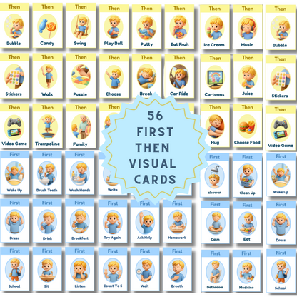 First Then Visual Cards for Autism | Printable ABA Behavior Support | Special Needs Visual Schedule | Instant Download