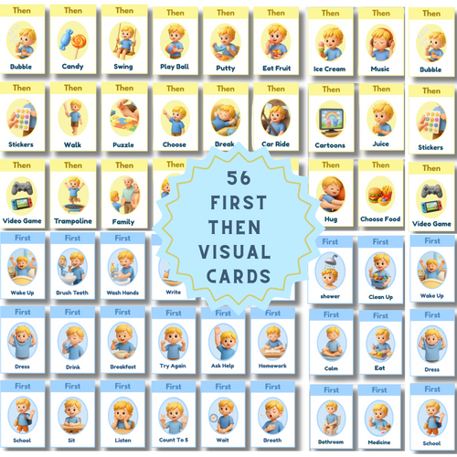 First Then Visual Cards for Autism | Printable ABA Behavior Support | Special Needs Visual Schedule | Instant Download