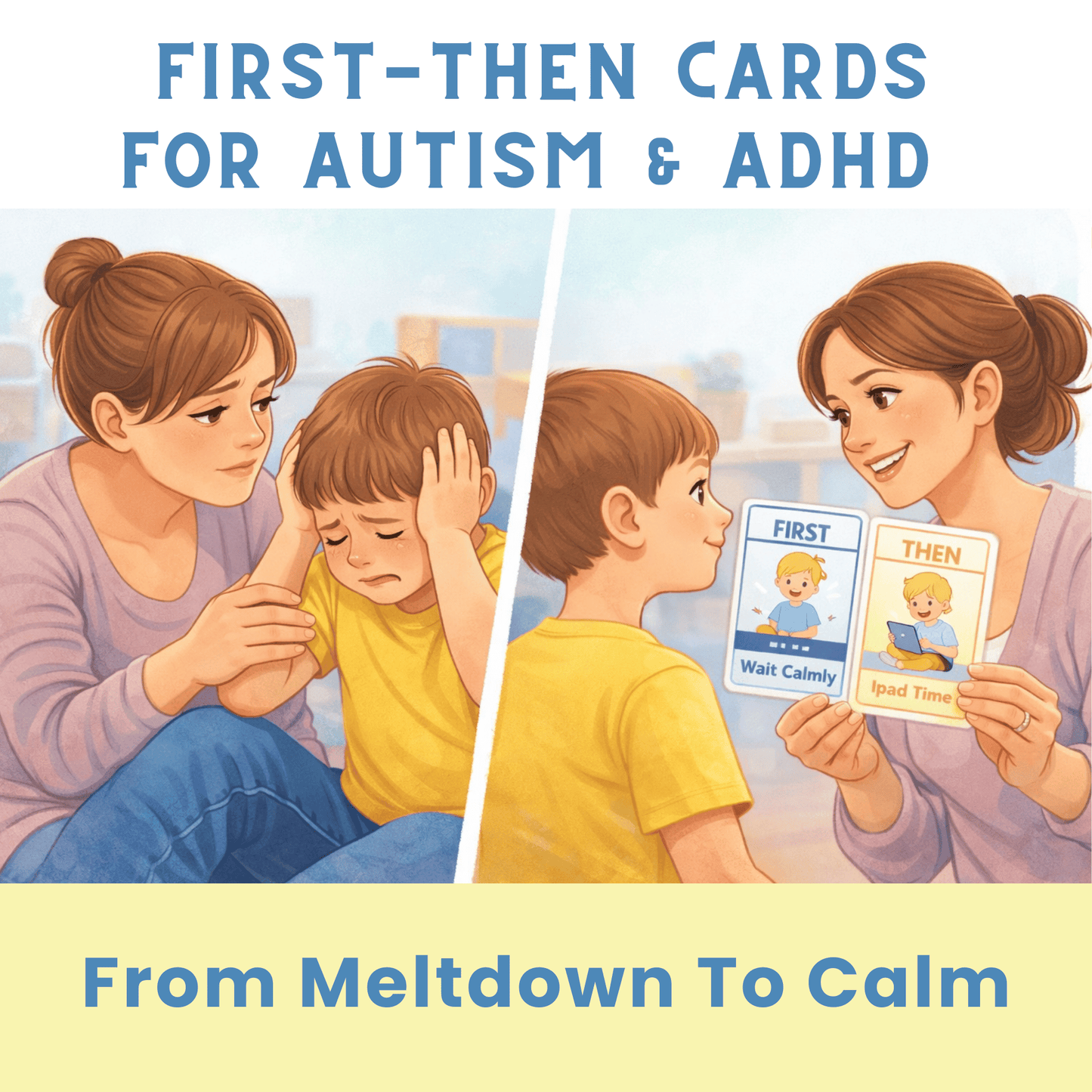 First Then Visual Cards for Autism | Printable ABA Behavior Support | Special Needs Visual Schedule | Instant Download