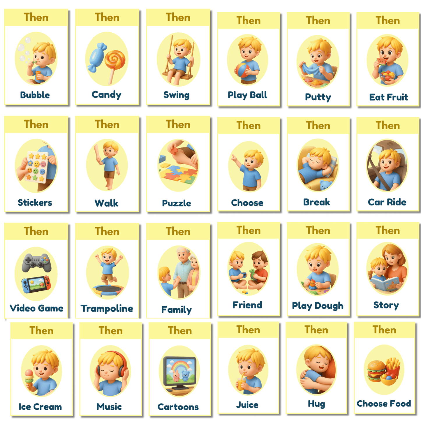 First Then Visual Cards for Autism | Printable ABA Behavior Support | Special Needs Visual Schedule | Instant Download