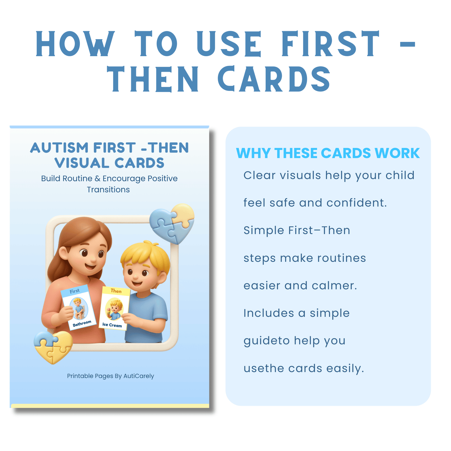 First Then Visual Cards for Autism | Printable ABA Behavior Support | Special Needs Visual Schedule | Instant Download