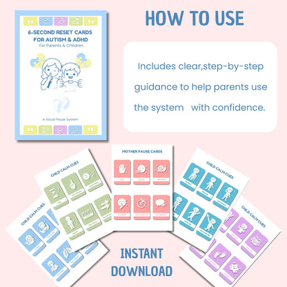 6-Second Reset Cards for Autism & ADHD | Calm Meltdown Prevention Visual System | visual supports