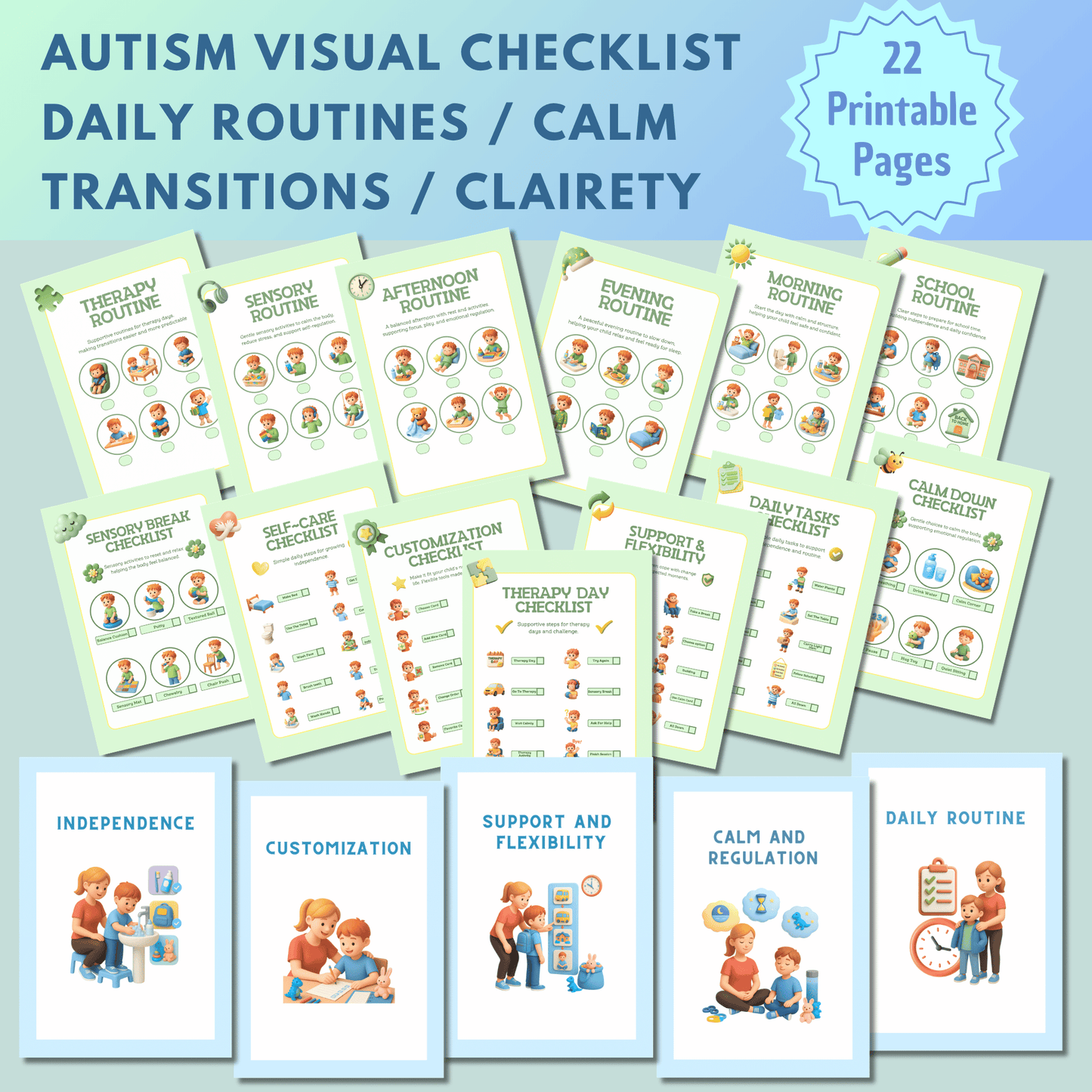 Autism Visual Checklist – Daily Routine & Behavior Support (Printable PDF)