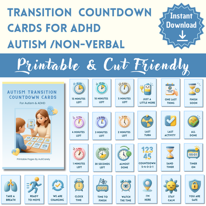 Autism Transition Countdown Cards – Visual Time Cards for Calm Transitions (Printable PDF)