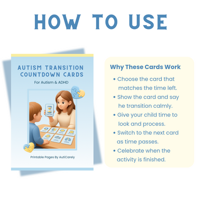 Autism Transition Countdown Cards – Visual Time Cards for Calm Transitions (Printable PDF)