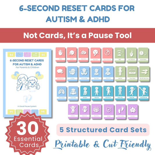 6-Second Reset Cards for Autism & ADHD | Calm Meltdown Prevention Visual System | visual supports