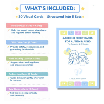6-Second Reset Cards for Autism & ADHD | Calm Meltdown Prevention Visual System | visual supports