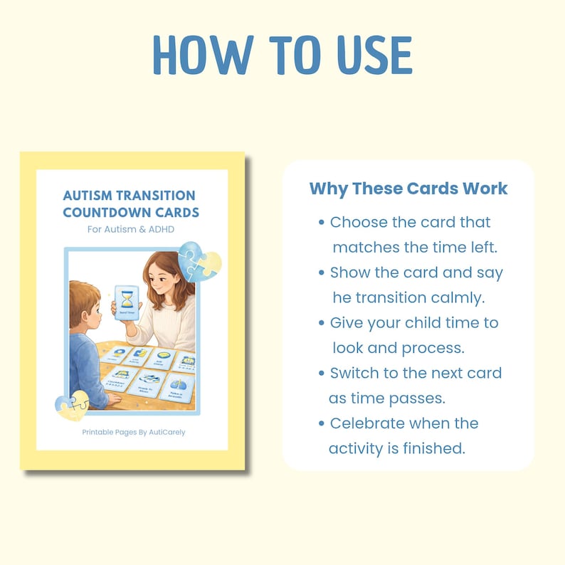 Autism Transition Countdown Cards – Visual Time Cards for Calm Transitions (Printable PDF)