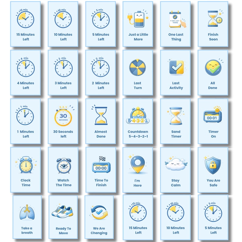 Autism Transition Countdown Cards – Visual Time Cards for Calm Transitions (Printable PDF)