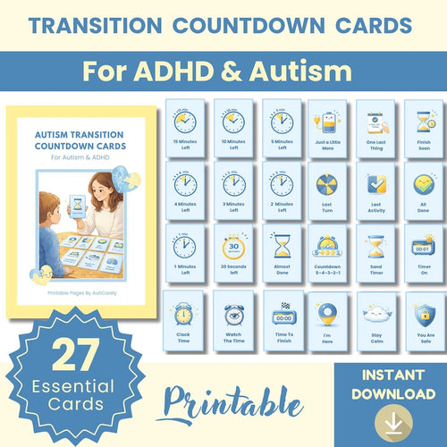 Autism Transition Countdown Cards – Visual Time Cards for Calm Transitions (Printable PDF)