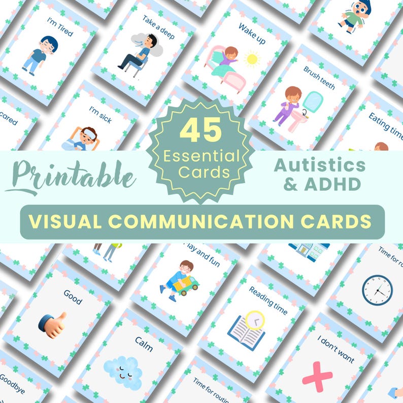 Autism Visual Cards Set | Communication, Emotions, Routine (Digital PDF)