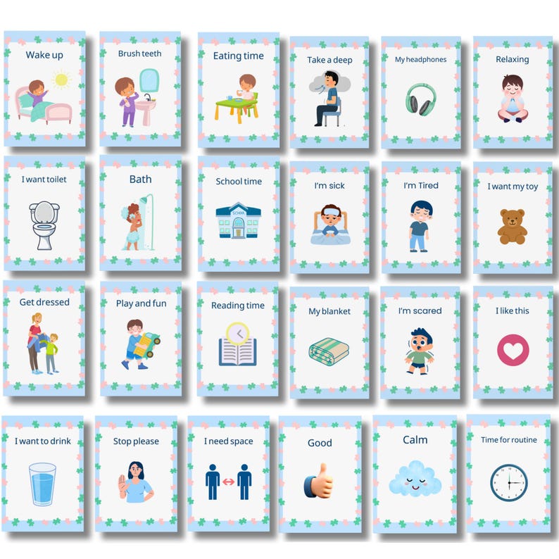 Autism Visual Cards Set | Communication, Emotions, Routine (Digital PDF)