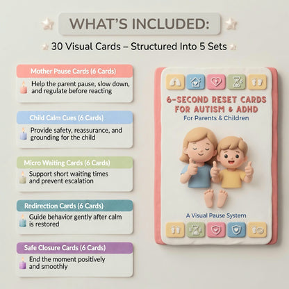 6-Second Reset Cards for Autism & ADHD | Calm Meltdown Prevention Visual System | visual supports