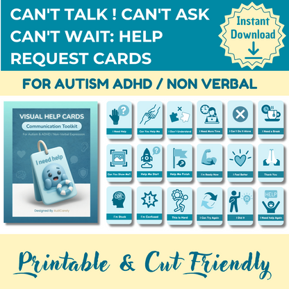 Autism Help Request Visual Cards – Teach Kids How to Ask for Help Calmly, Reduce Frustration & Build Communication Skills