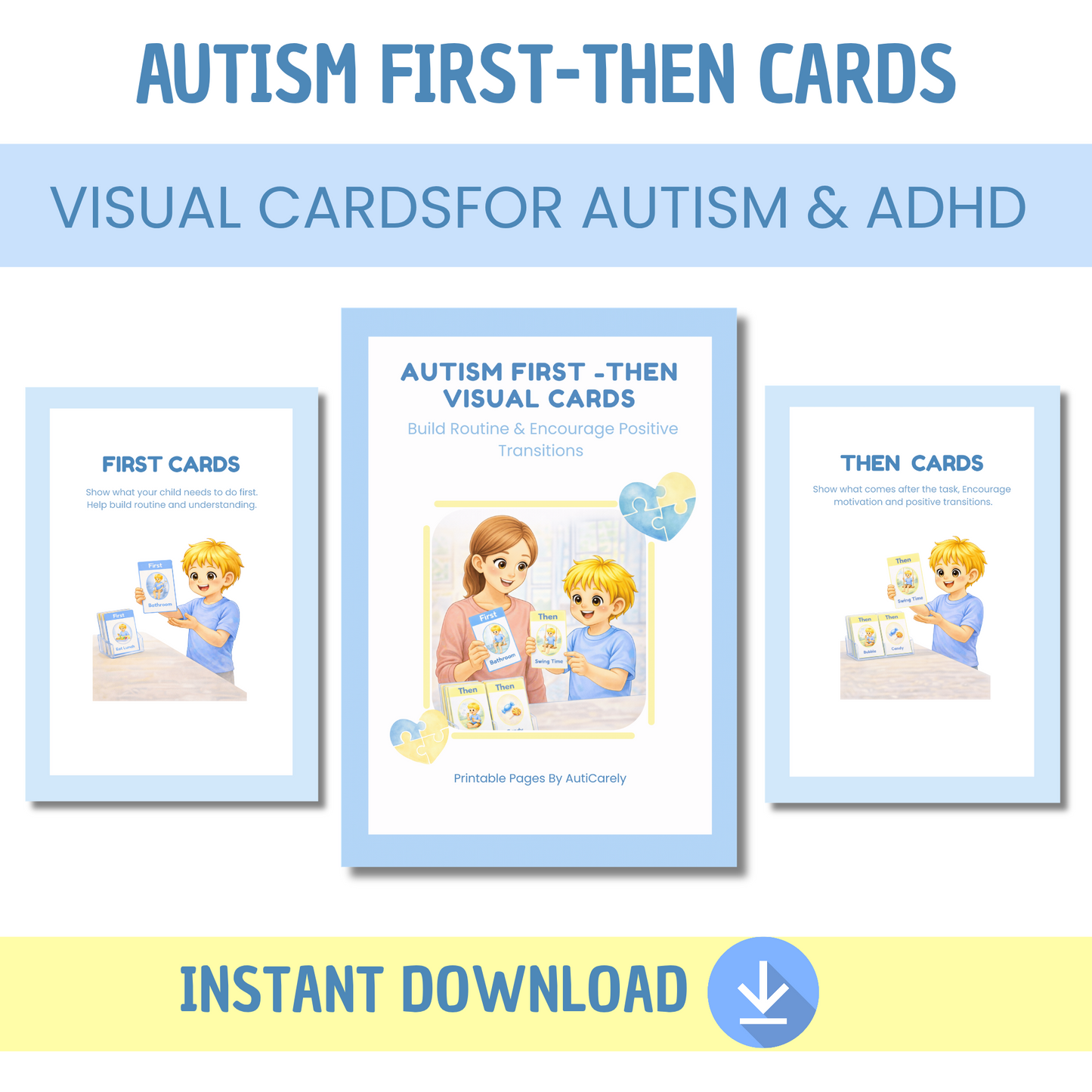 AUTISM FIRST–THEN VISUAL CARDS